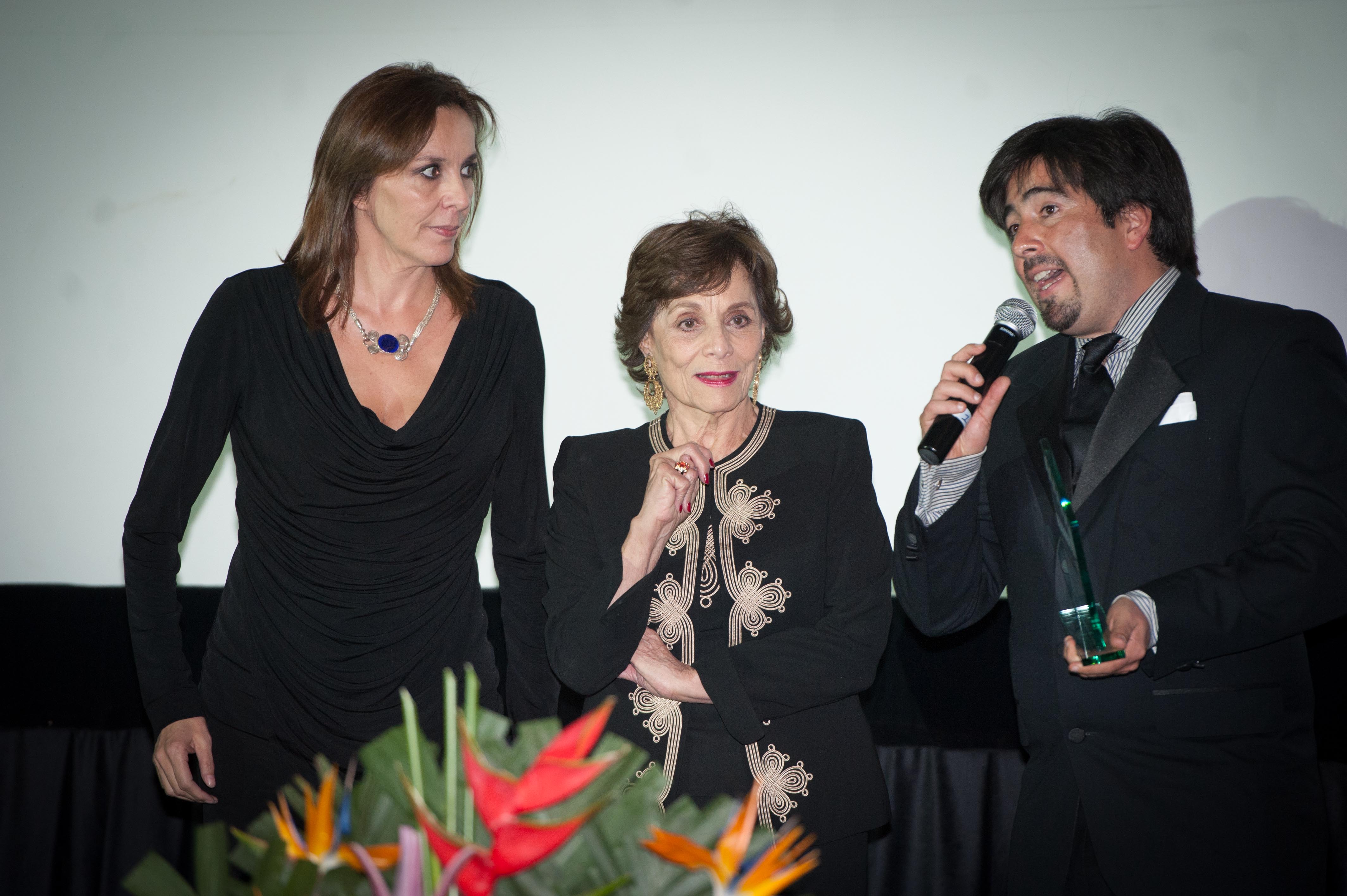 Actress Arianne Pellicer in the homage to her mother actress Pilar Pellicer with Pedro Araneda during the XIX Anniversary of the Mexican Association of Independent Filmmakers (AMCI)