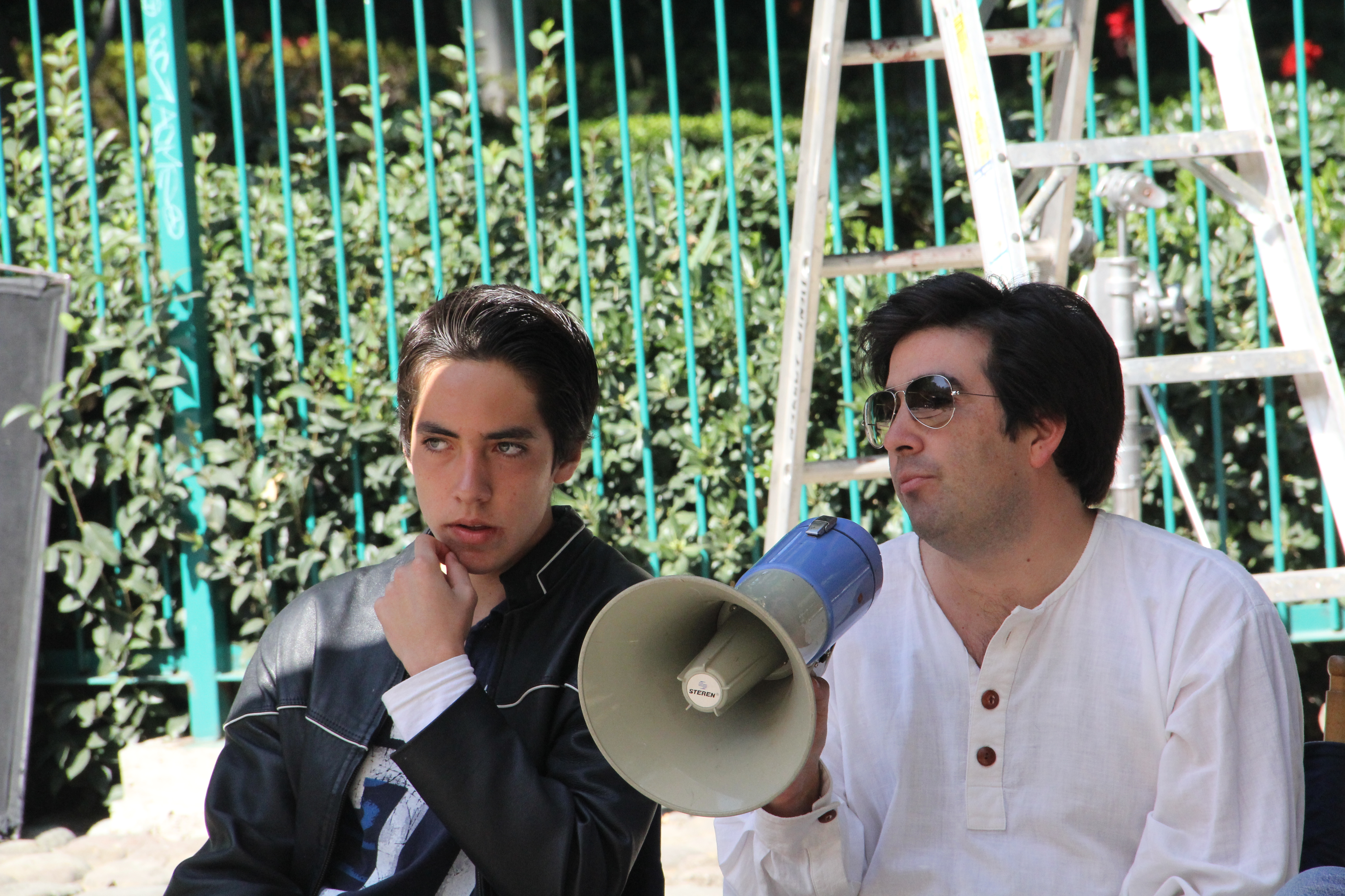 Actor Pedro Rubén Araneda (Left) and Director Pedro Araneda (Right) on the set of Sugar Candy.