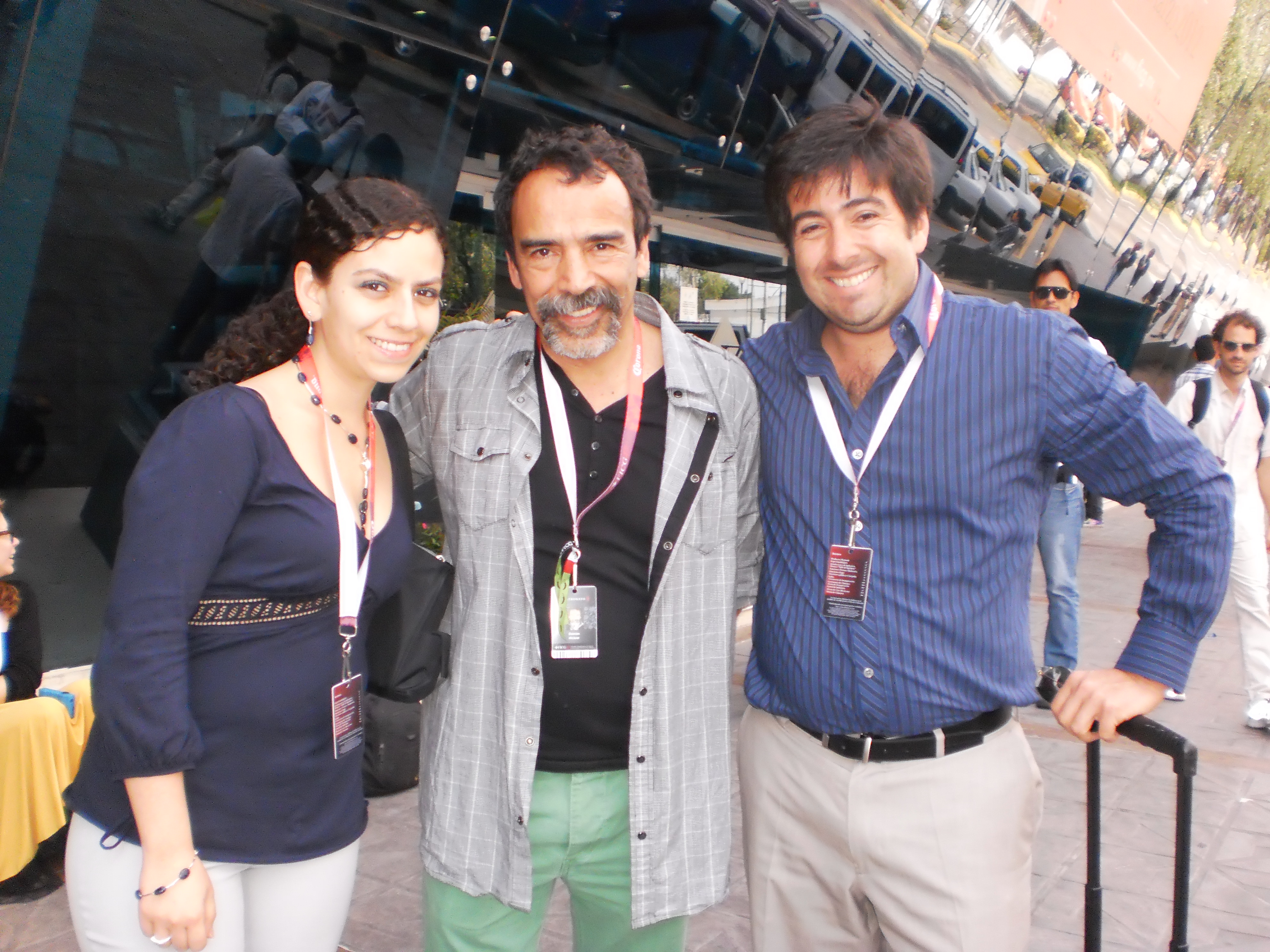 From the Mexican Association of Independent Filmmakers Maricarmen Nava (Left), Damián Alcazar actor (Center) and Pedro Araneda (Left) during the Guadalajara Film Festival.
