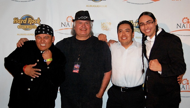 Tatanka Means with Ernest D. Tsosie III, James Junes and Gary Farmer at the North American Indigenous Image Awards