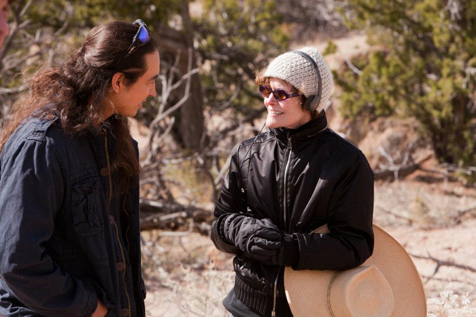 Judy Blume and Tatanka Means on set of Tiger Eyes