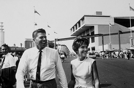 Ronald Reagan with wife Nancy campaigning at a county fair C. 1964-65