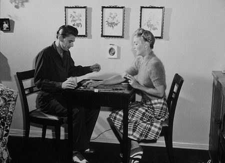 Ronald Reagan at home with first wife Jane Wyman C. 1940