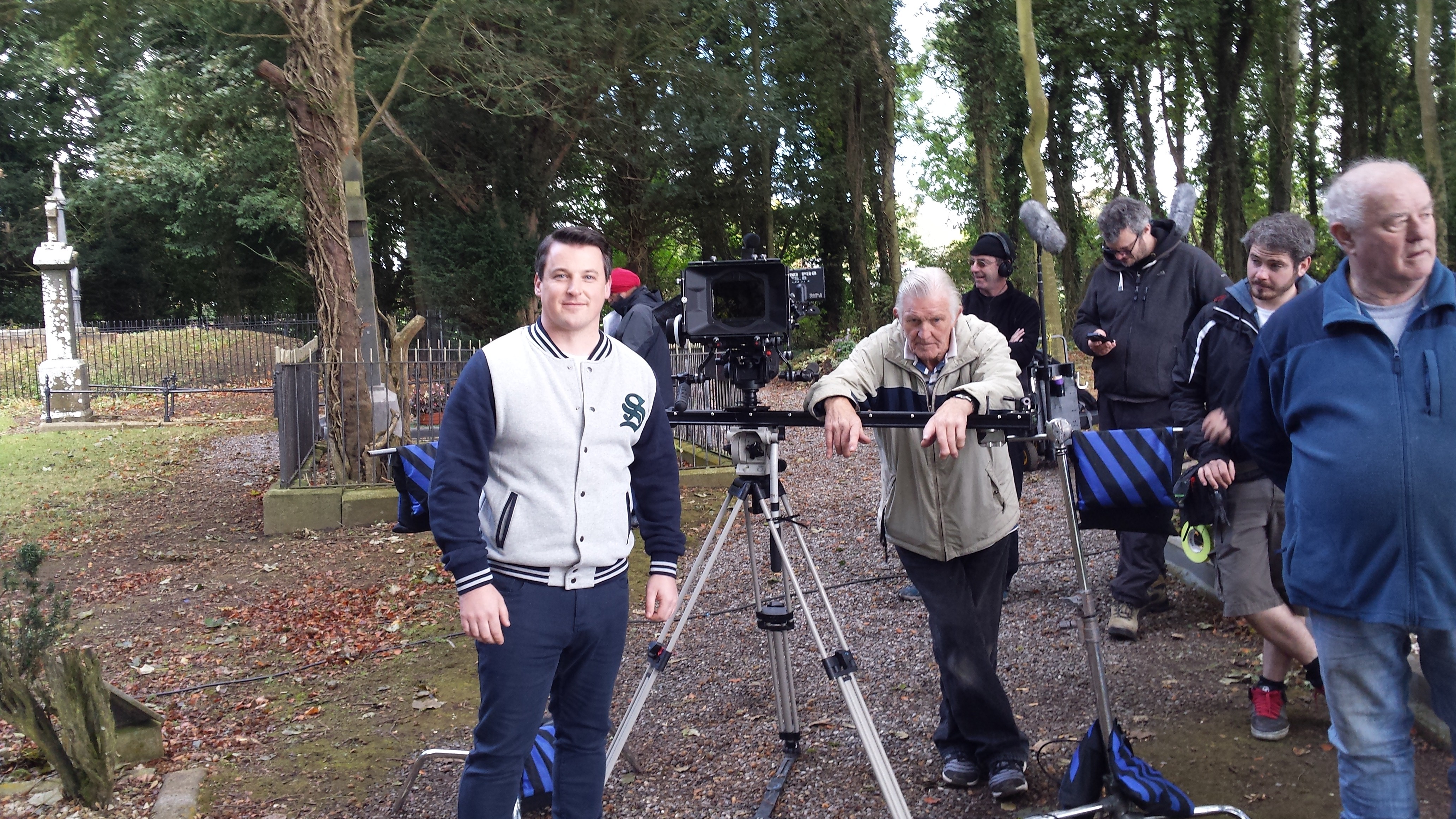 Declan Reynolds and Jack Conroy (Director / DOP) on the set of THE GAELIC COURSE in Newbridge, Co Kildare.