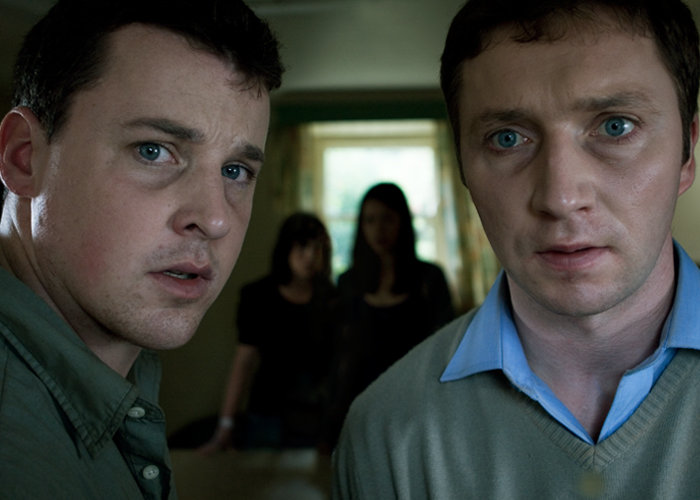 Declan Reynolds as ex-soldier JAMES CONROY with Damien Hannaway as STEWART EMMETT in SEER (2008)