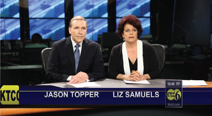 Dwight Turner as Jason Topper and Alison England as Liz Samuels in The Gestapo vs. Granny (2014)