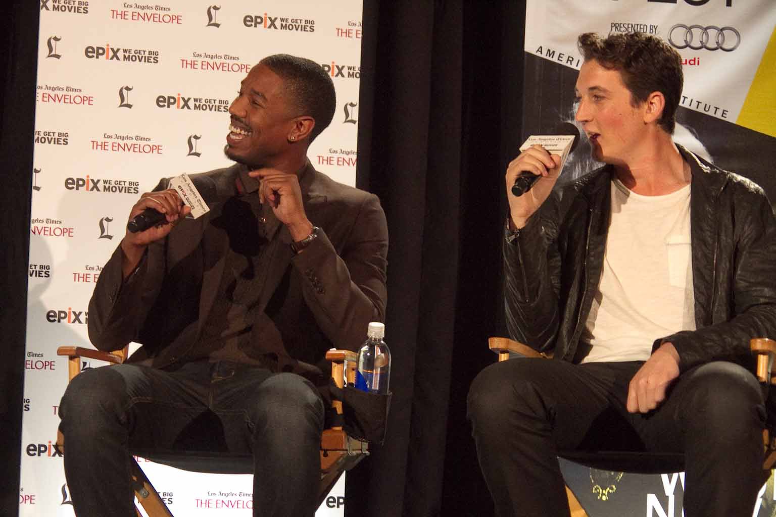 Michael B. Jordan and Miles Teller at the Los Angeles Times Envelope Screening Series: Young Hollywood