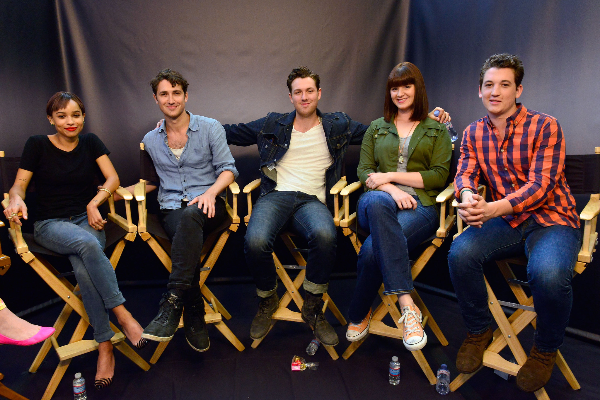 Christian Madsen, Miles Teller, Ben Lloyd-Hughes, Zoë Kravitz and Amy Newbold at event of Divergente (2014)