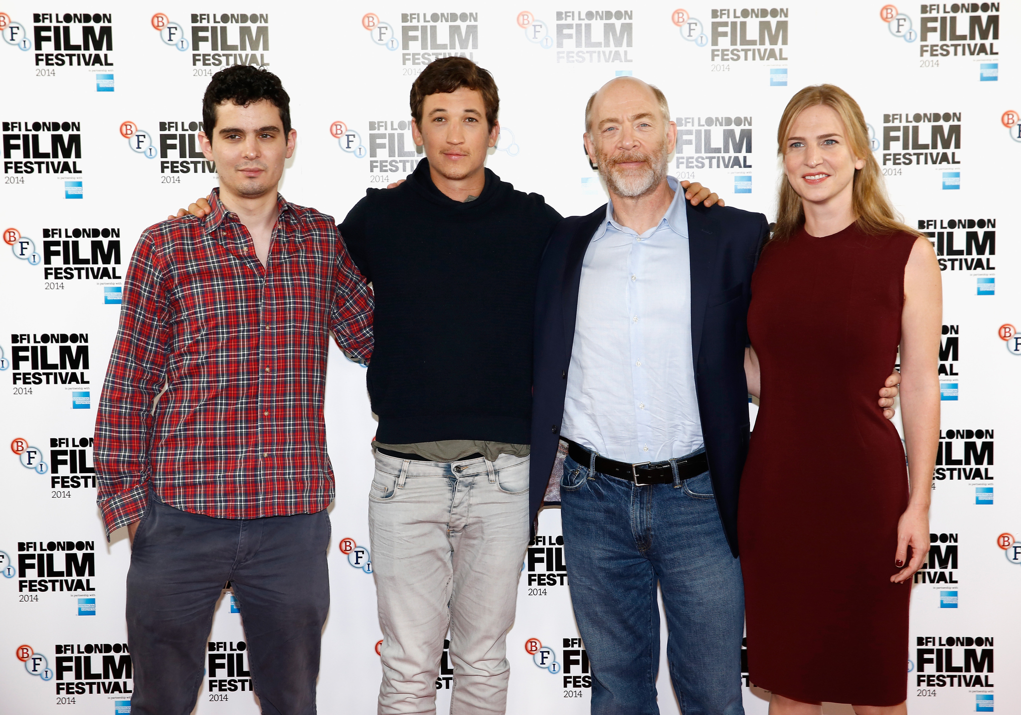 J.K. Simmons, Miles Teller, Helen Estabrook and Damien Chazelle at event of Atkirtis (2014)