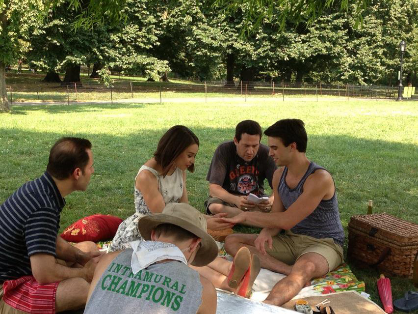Filming a picnic scene for 