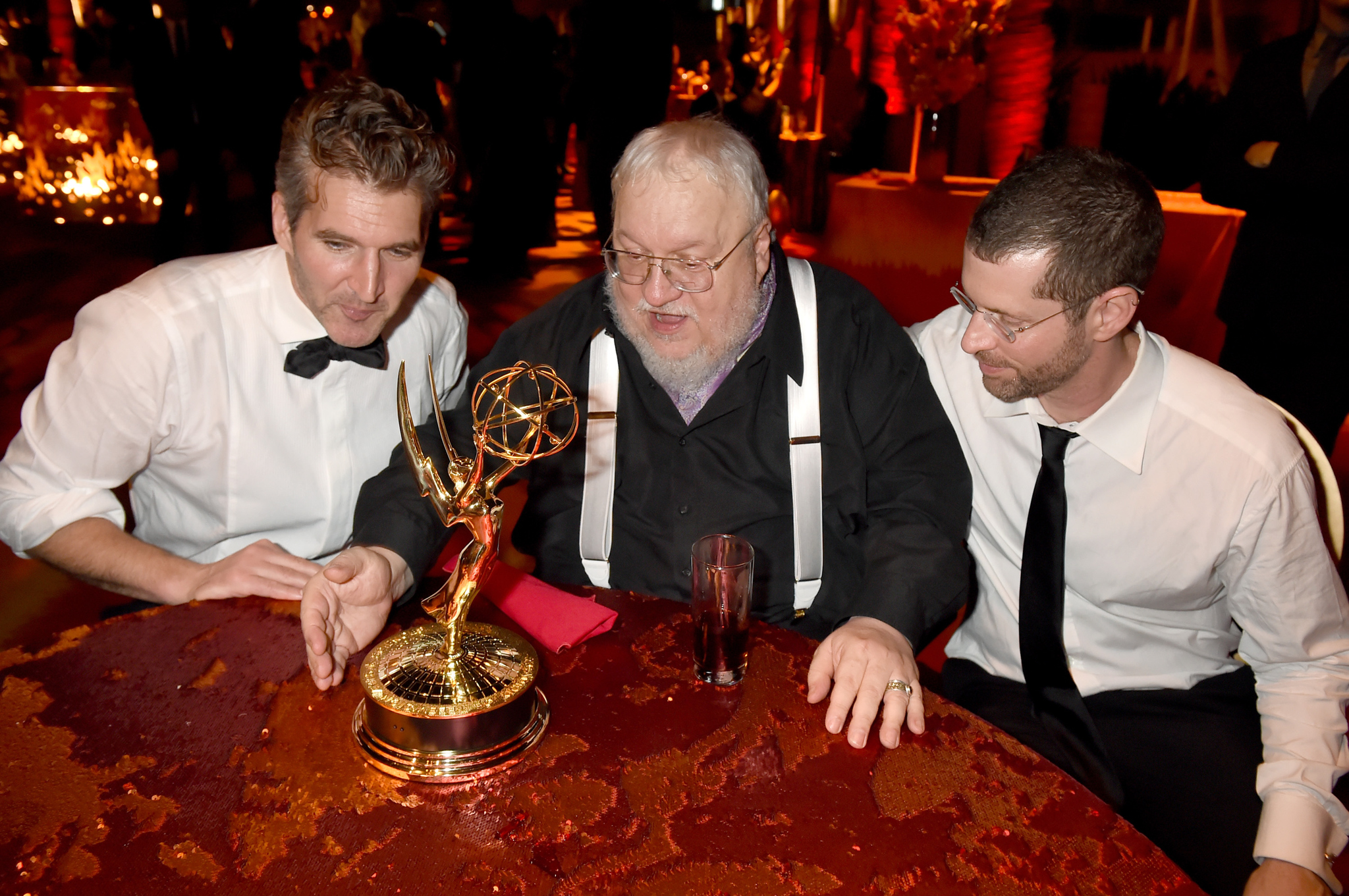 George R.R. Martin, David Benioff and D.B. Weiss at event of The 67th Primetime Emmy Awards (2015)