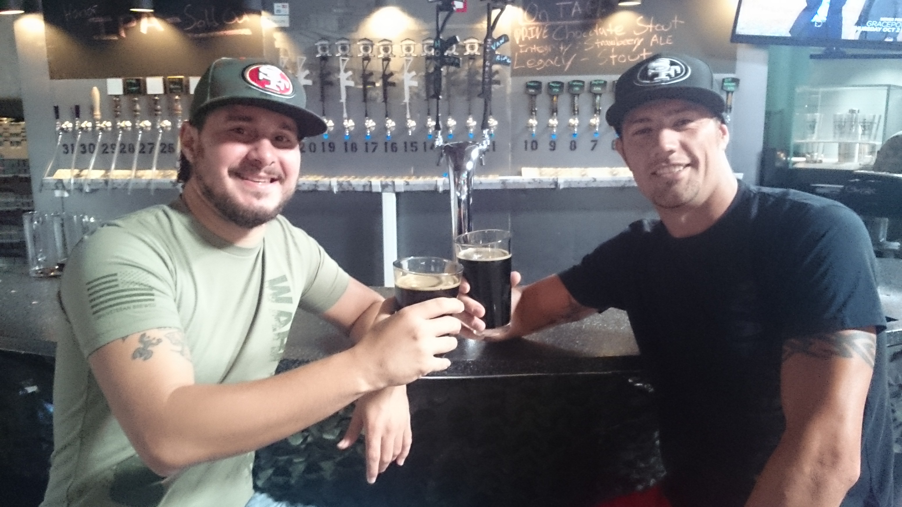 Javier Torres and Brad Monclova enjoying a little HONOR and PRIDE at Warfighter Brewing Company