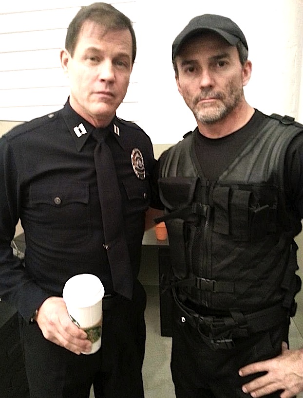 Matt Cinquanta and Michael Pare' on the set of '24 Hours'