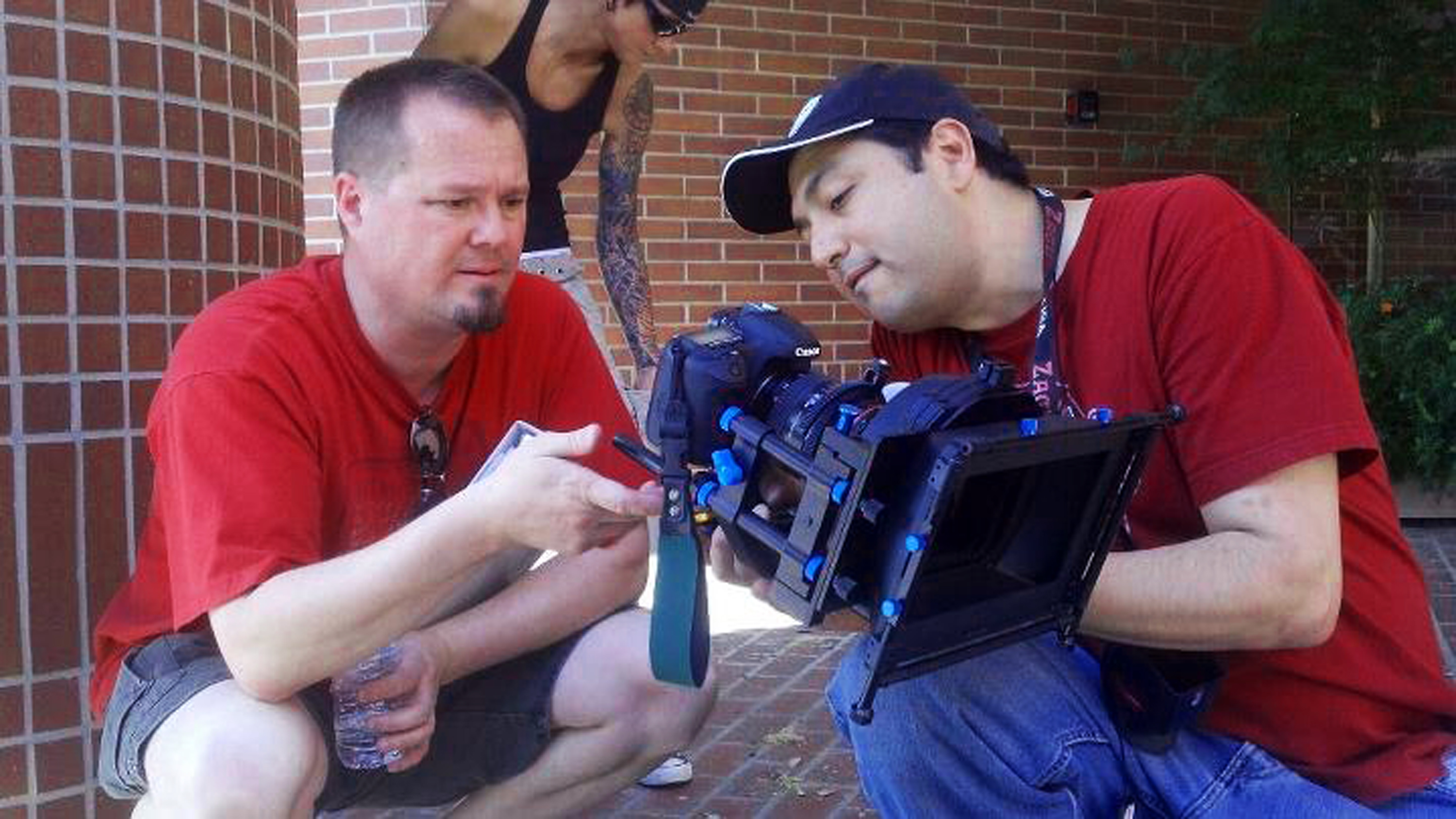 Chris King with Director of Photography John Alexander Jimenez on the set of 
