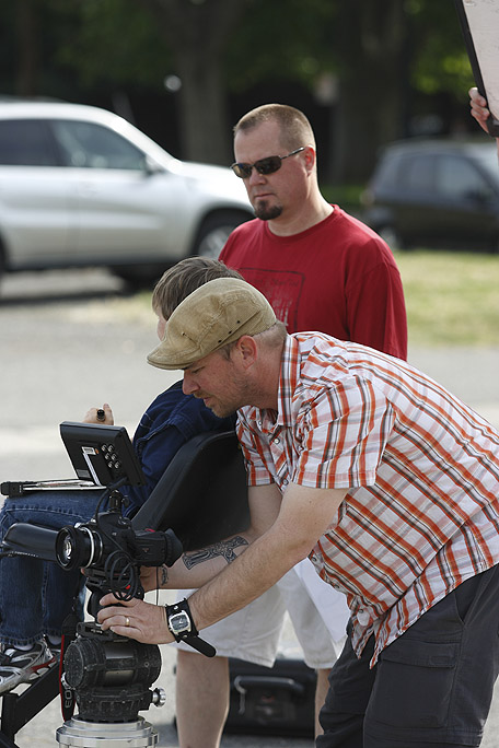 Chris King with Director of Photography Brian Hamm.