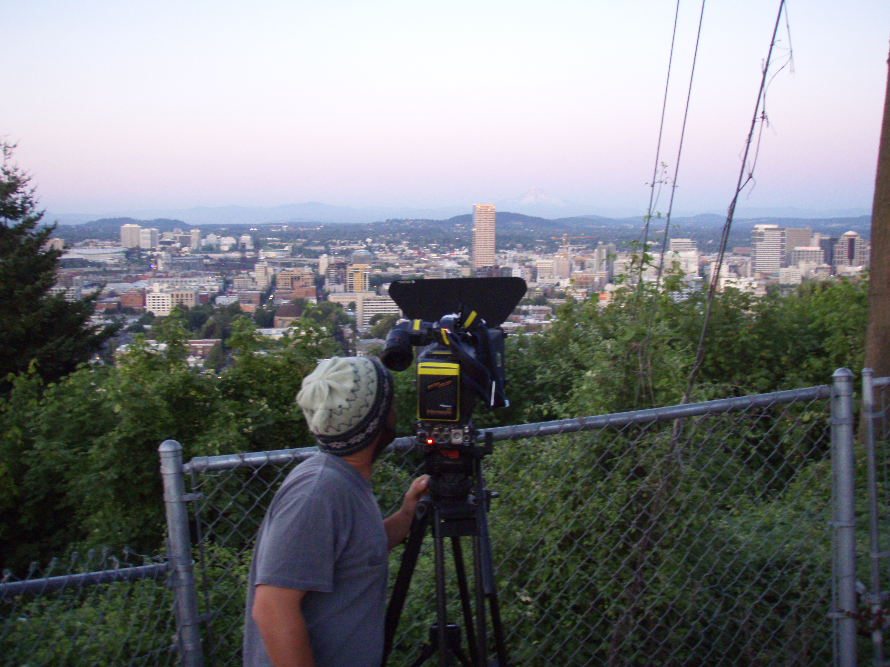 Derek Hallquist shooting Sunset in Portland, Oregon.