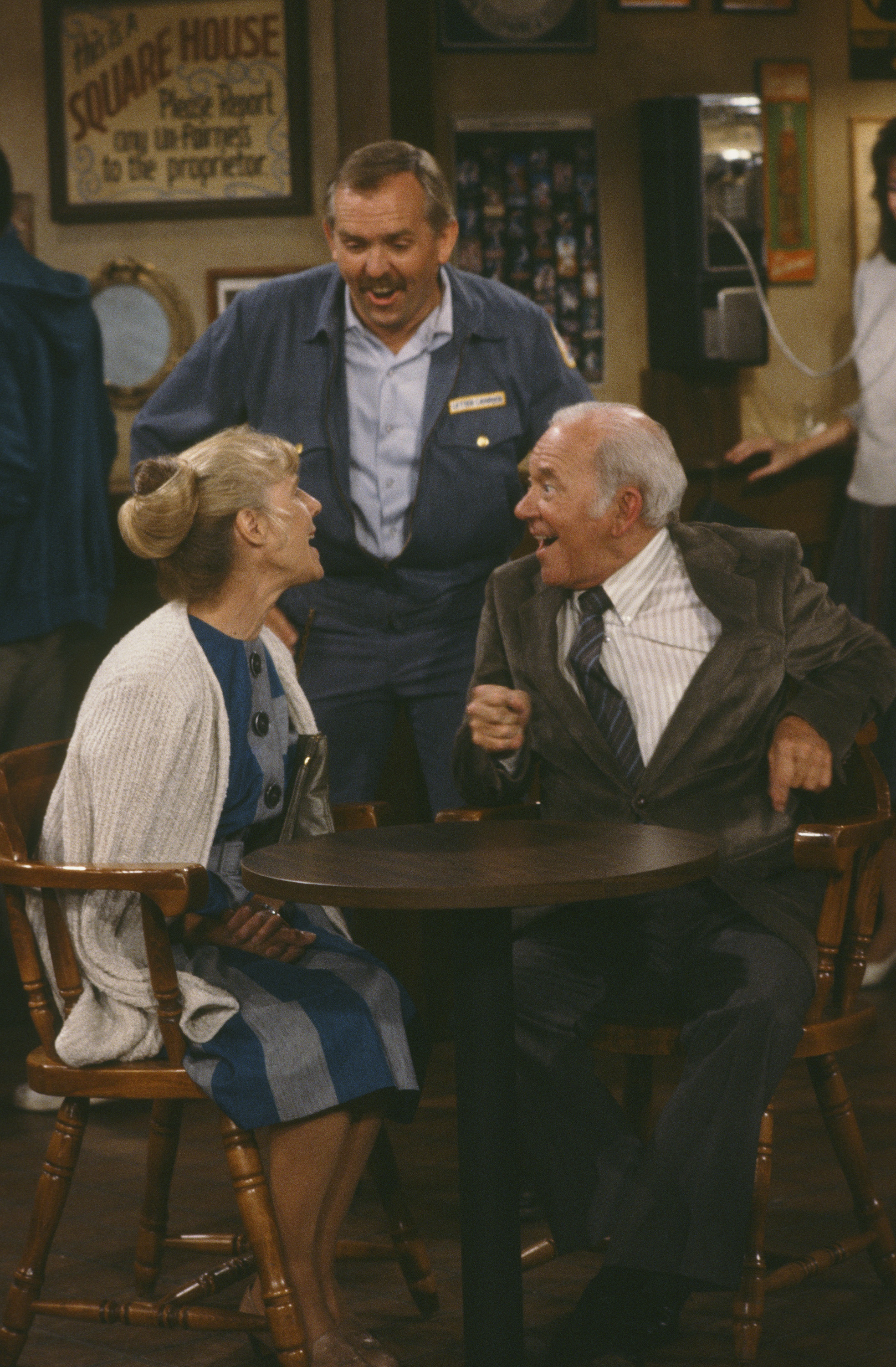 Still of John Ratzenberger, Richard Erdman and Frances Sternhagen in Cheers (1982)