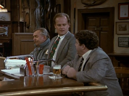 Still of Kelsey Grammer, John Ratzenberger and George Wendt in Cheers (1982)