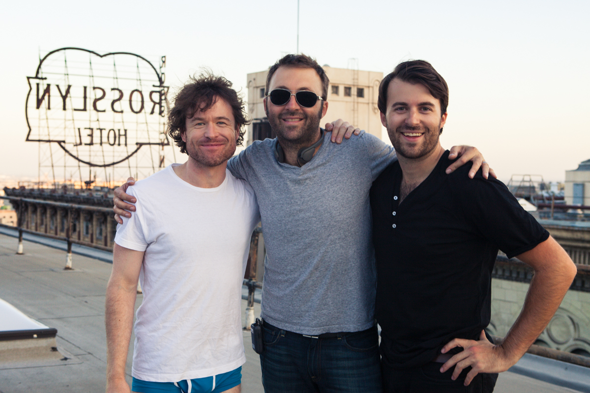 Luke Eve on the set of Low Life with lead actor Henry Nixon and cinematographer Garrett O'Brien.