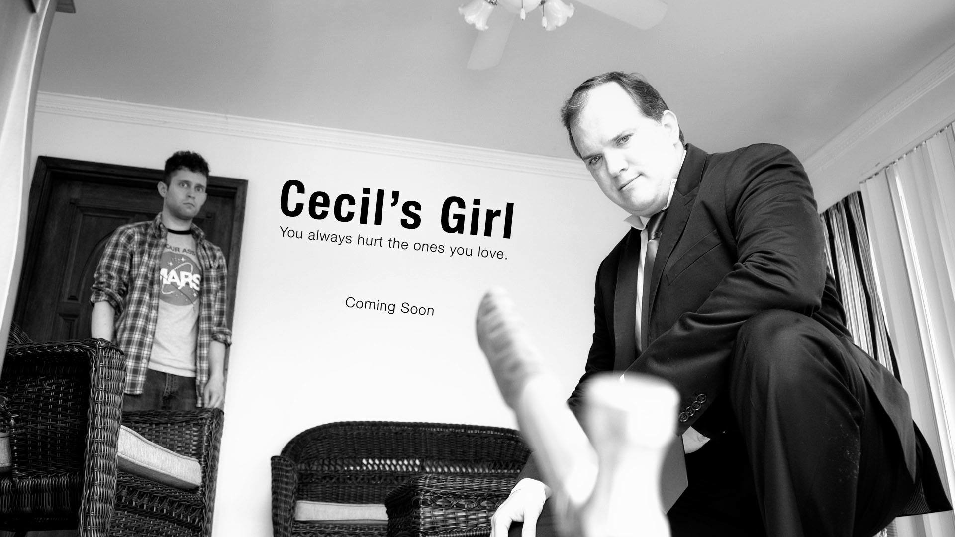Screen shot from the film short, Cecil's Girl, Chris Cashon (left), Wofford Jones (right)
