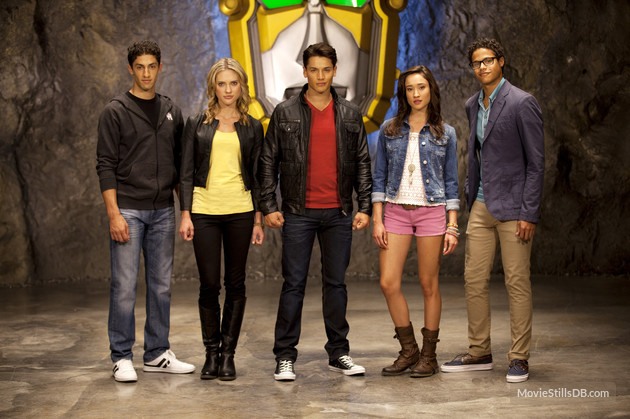 Christina Masterson with cast on set of 'Power Rangers Megaforce'