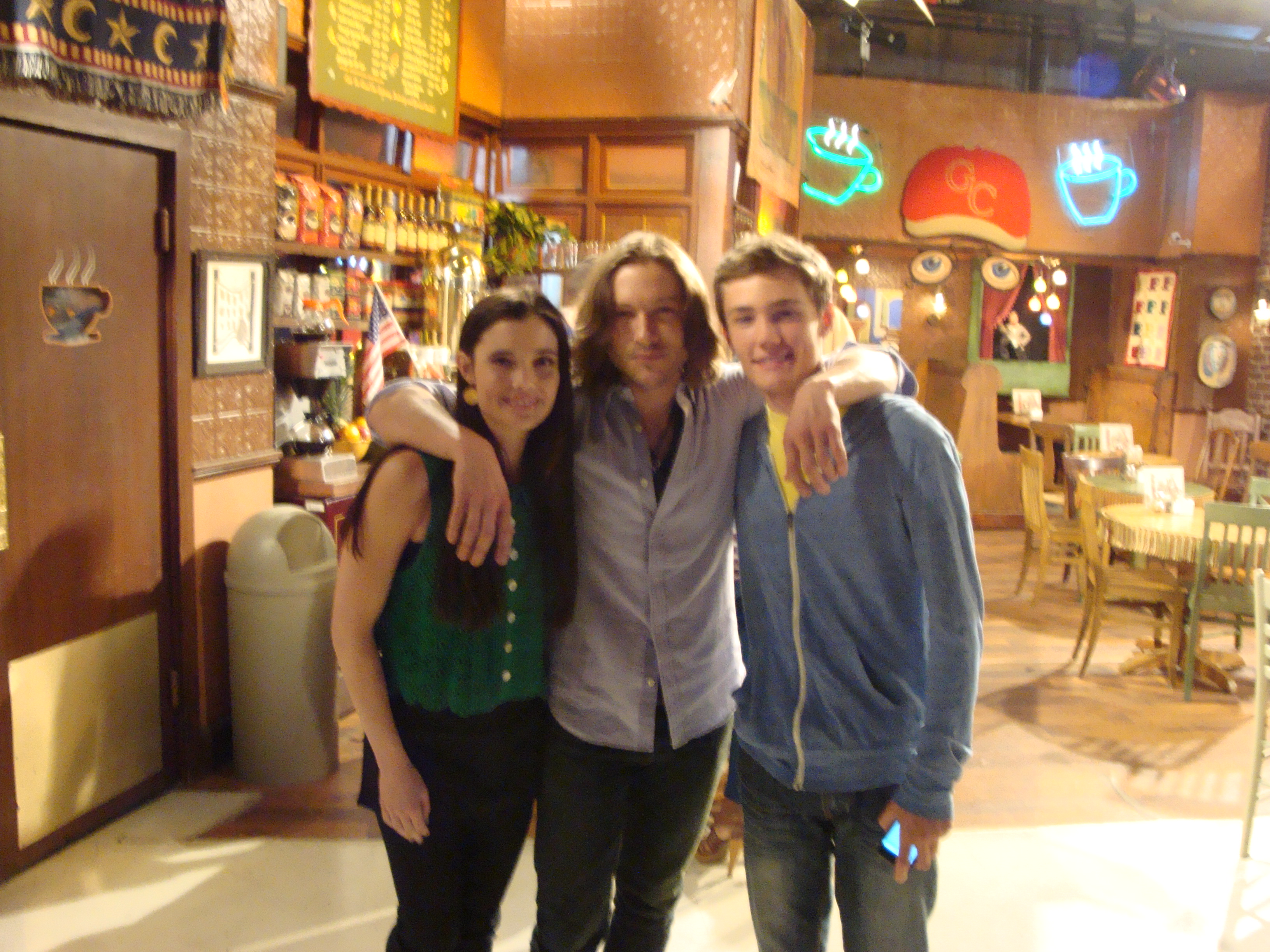 Randy Shelly, Michael Graziadei and Vanessa Marano on the set of The Young and the Restless 2012