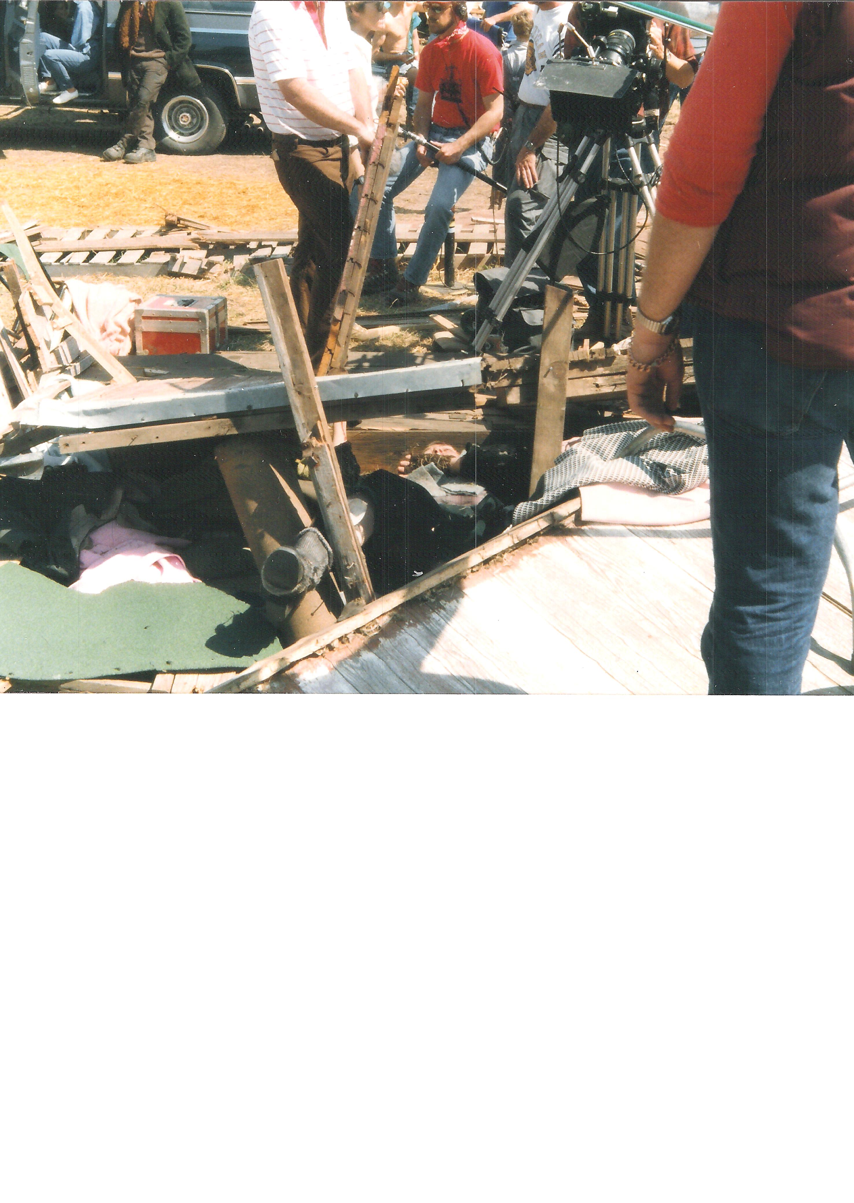 Amerika, on set in the rubble between takes, after the tank ran over our shack (not to mention me)