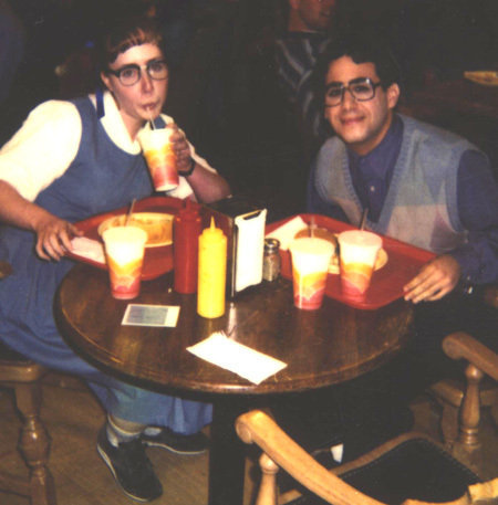 Nerd and Nerdette between takes on the set of Saved by the Bell: The College Years, Pilot episode.