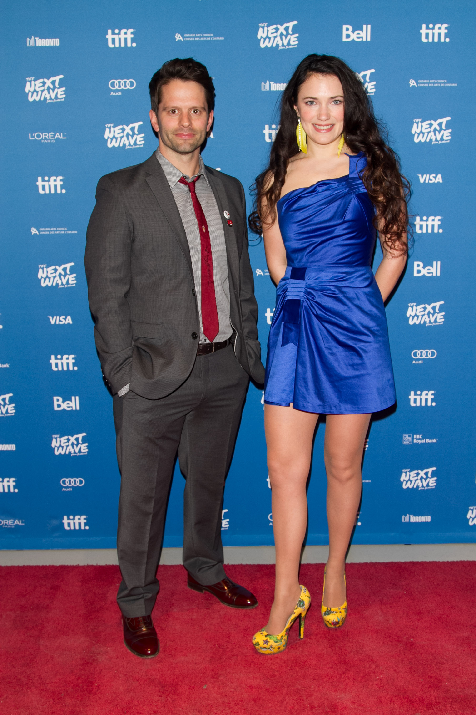 Filmmakers April Mullen (Director/Actress) and Tim Doiron (Actor/Writer) arrive to the North American Premiere of Dead Before Dawn 3D. Tiff Bell Lightbox, TIFF Next Wave Film Festival - Closing Night Film.