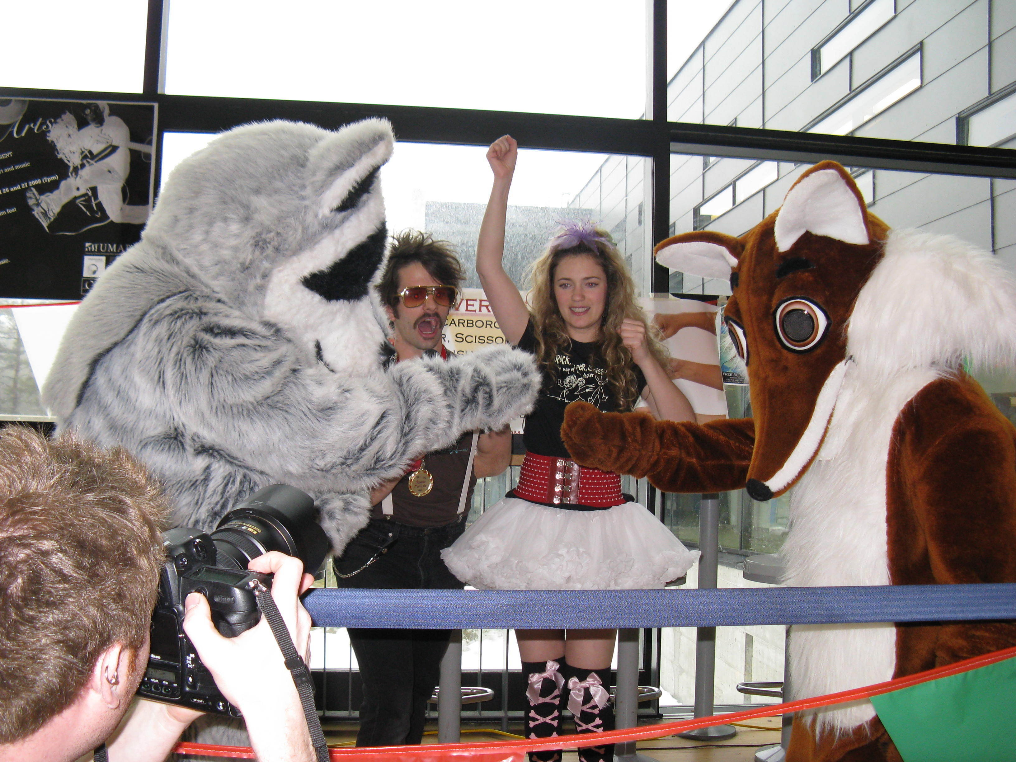 The Never seen before Mascot Toss between Fuse and Rex whose paw tosses were among the favorite of the thousands on the Canadian Cult Tour.