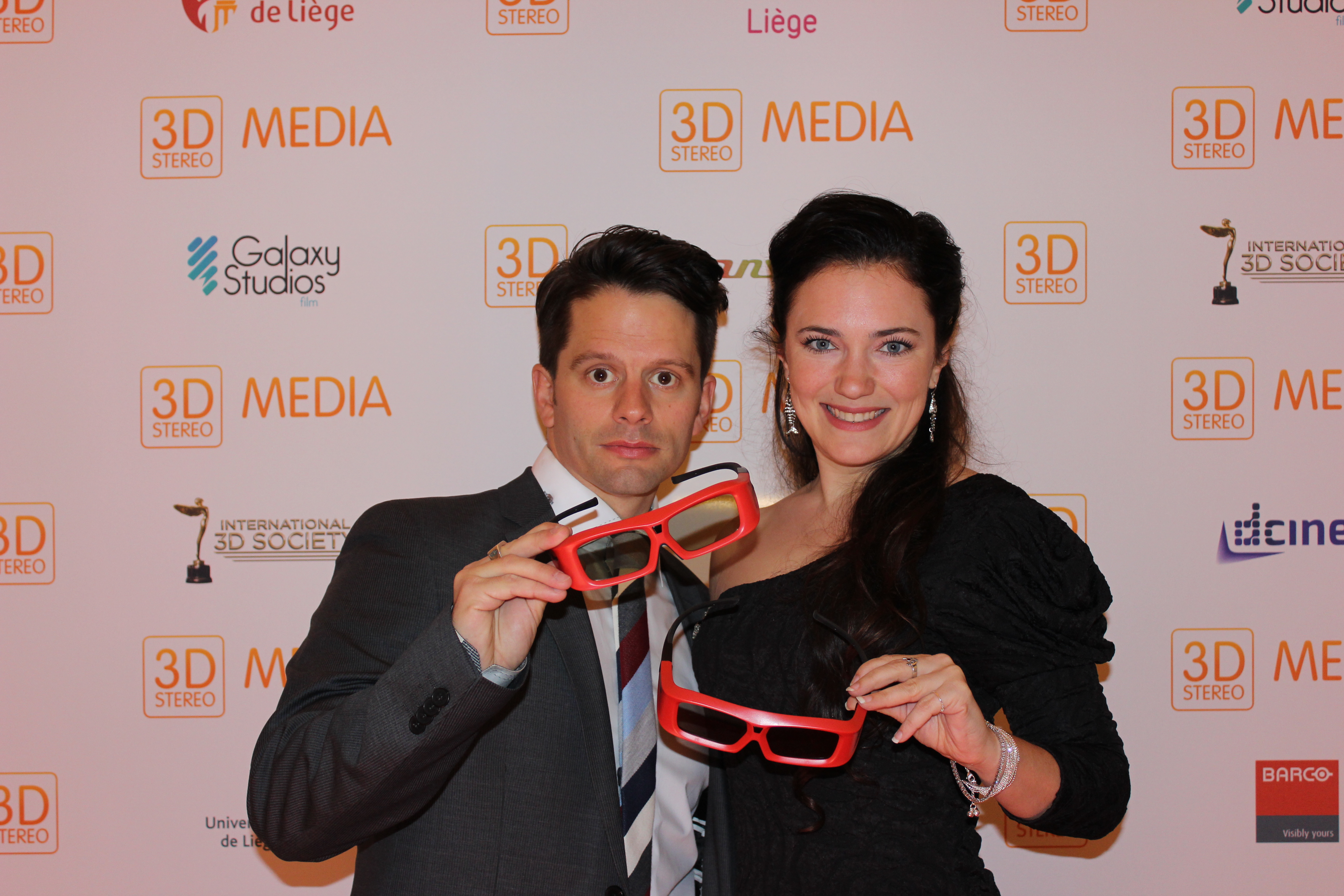 Tim Doiron and April Mullen attending the 3D Stereo Media Summit in Liege, Belgium where Dead Before Dawn 3D won the Perron Crystal Award for Best Live Action 3D Feature Film, 2012.
