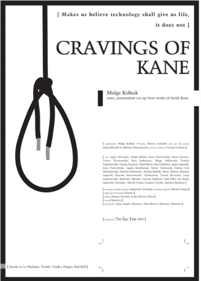 Cravings of Kane by Malga Kubiak, poster by Dj Abdullah.