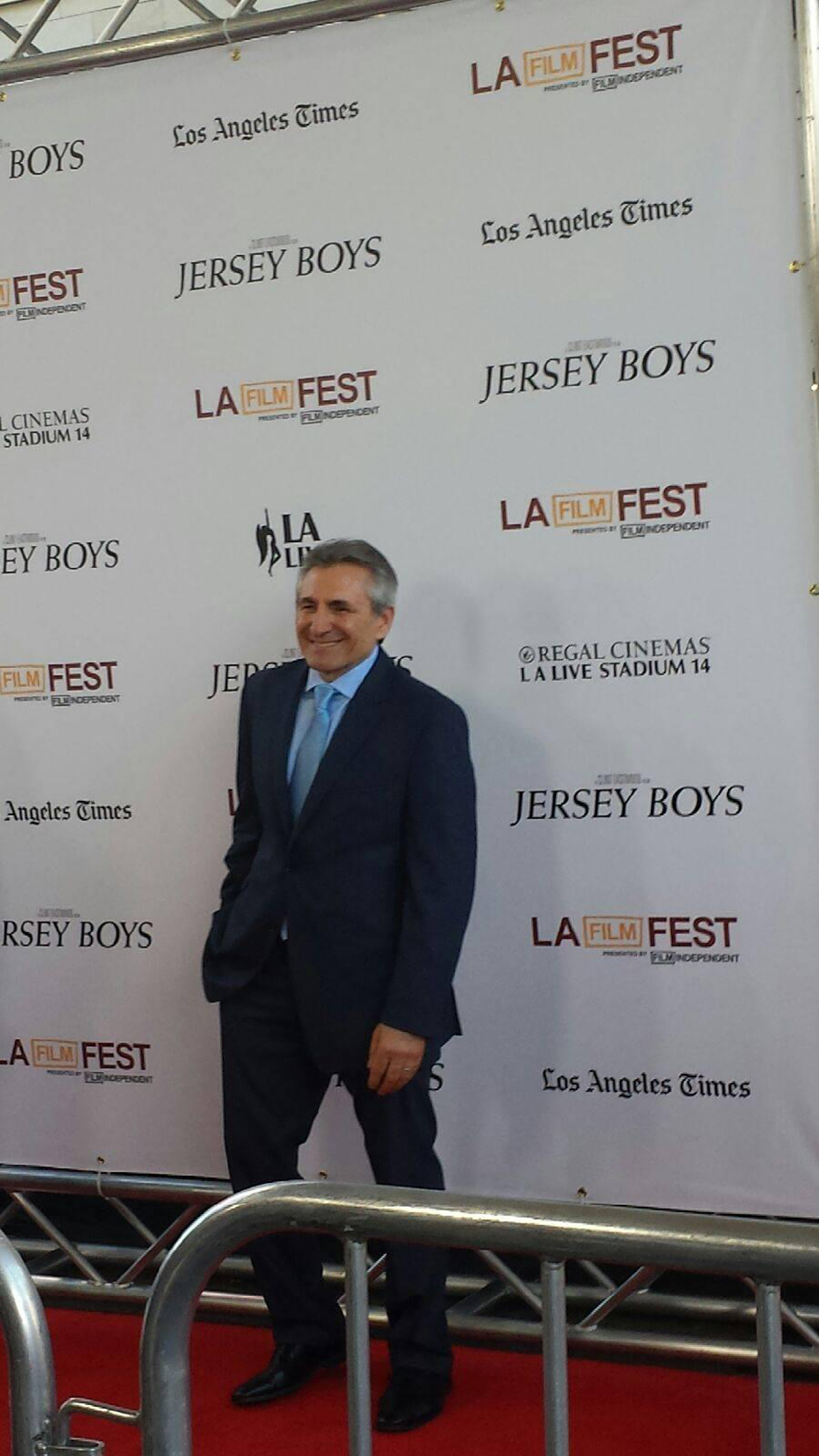 Lou Volpe on red carpet for the Jersey Boys movie premiere.