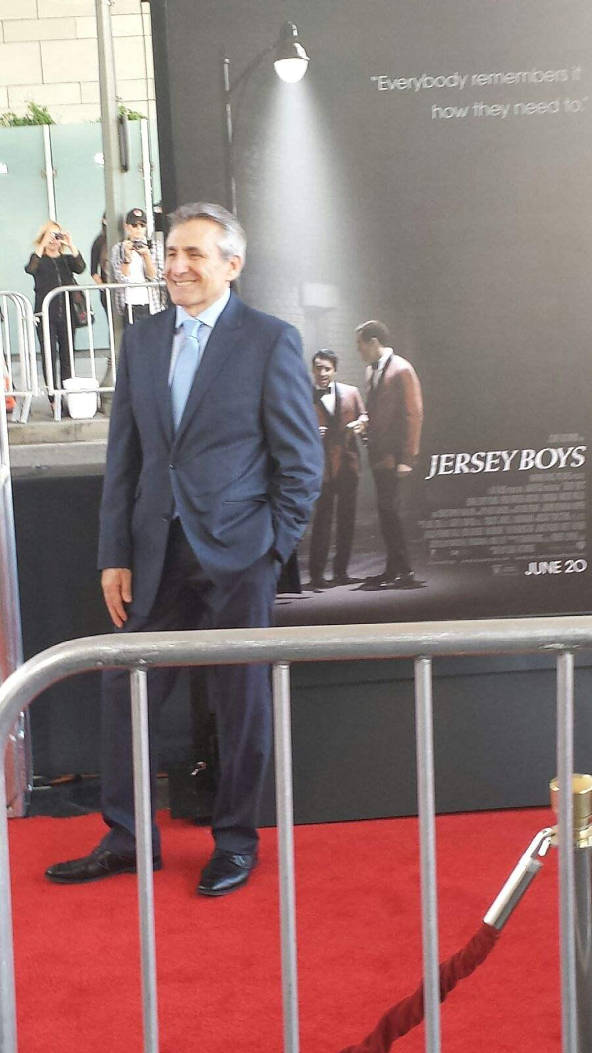 Lou Volpe on red carpet for the Jersey Boys movie premiere.