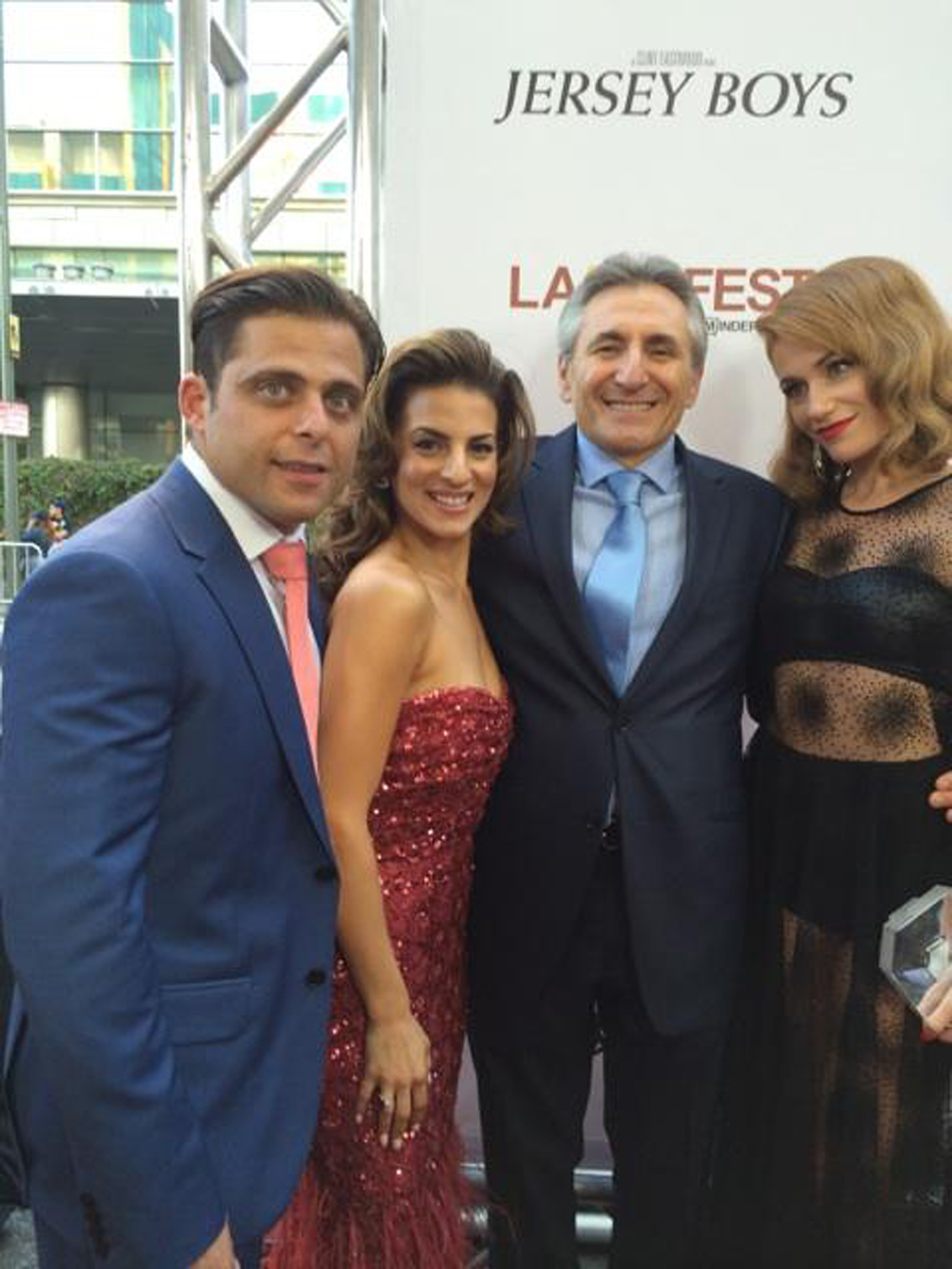 Joey Russo, Renee Marino, Lou Volpe & Erica Piccininni on the red carpet for the Jersey Boys movie premiere.