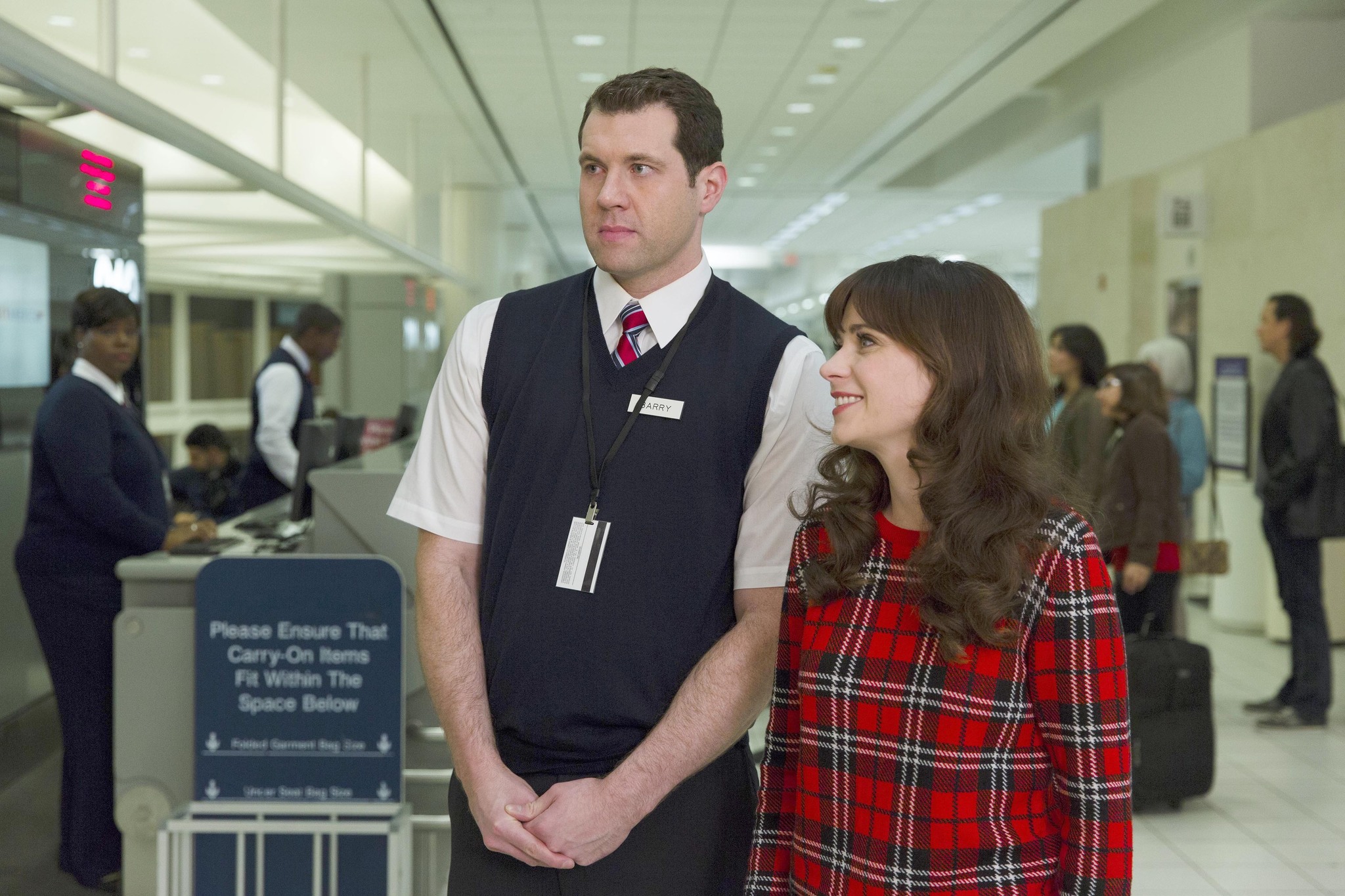 Still of Zooey Deschanel, Jennifer Clasen and Billy Eichner in New Girl (2011)