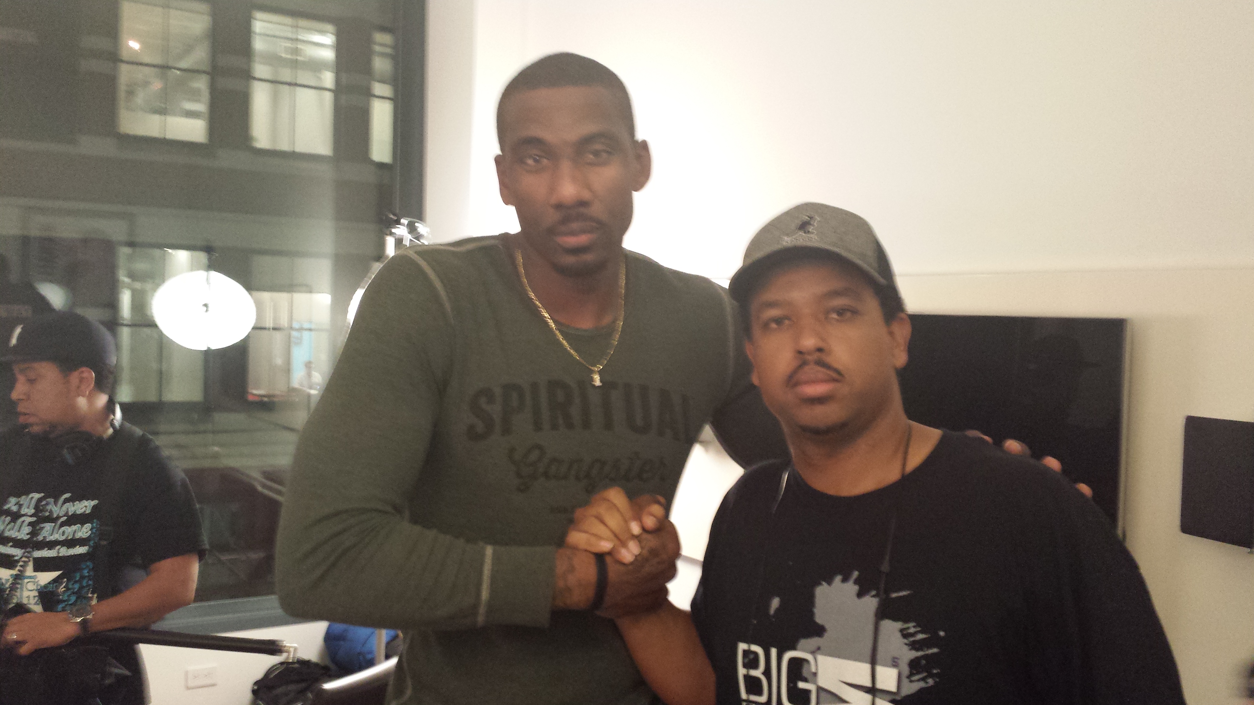Marvin Williams and Amar'e Stoudemire on the set of 