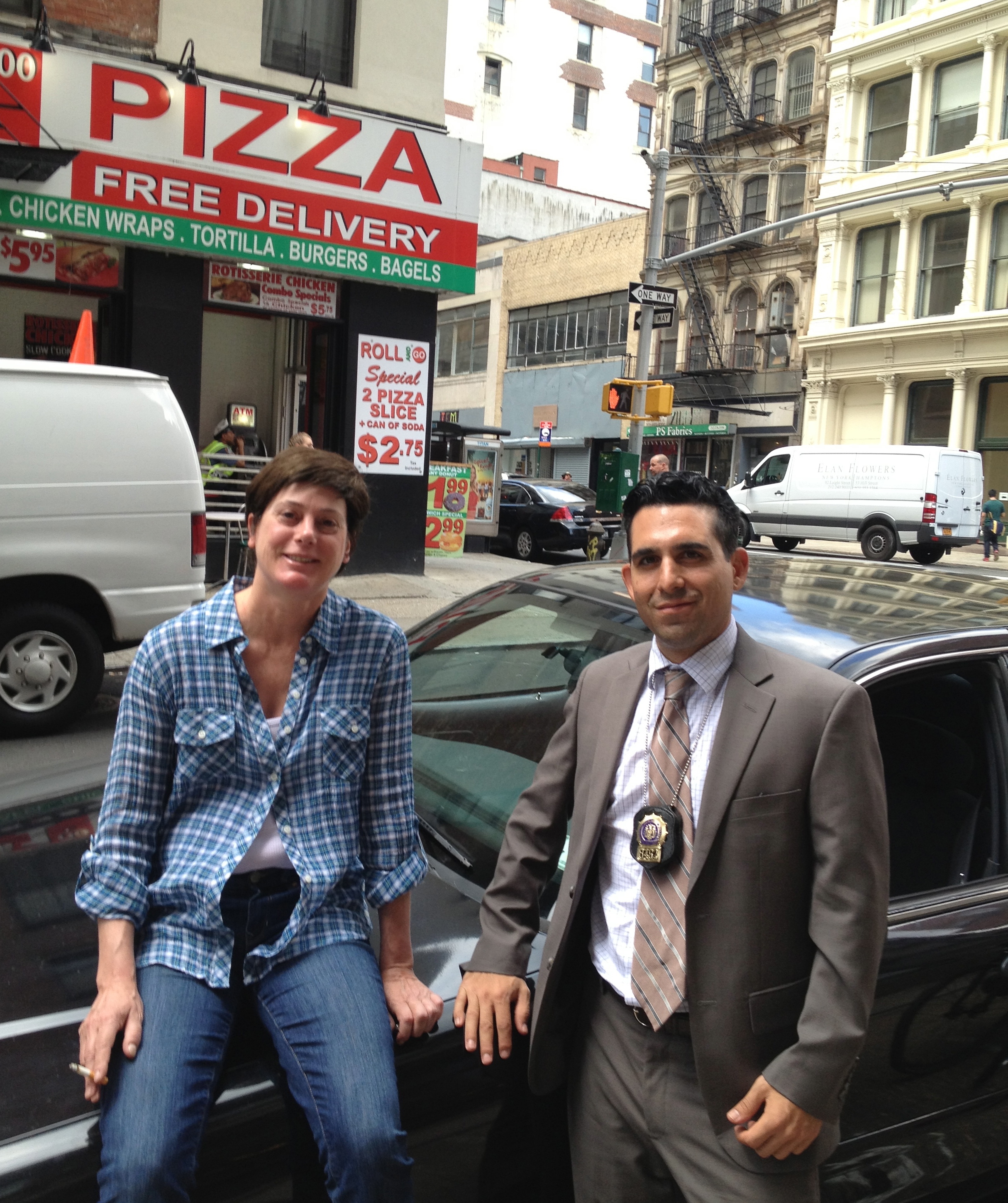 Janet Paparazzo and Larry Nuñez on the set of Taxi Brooklyn.