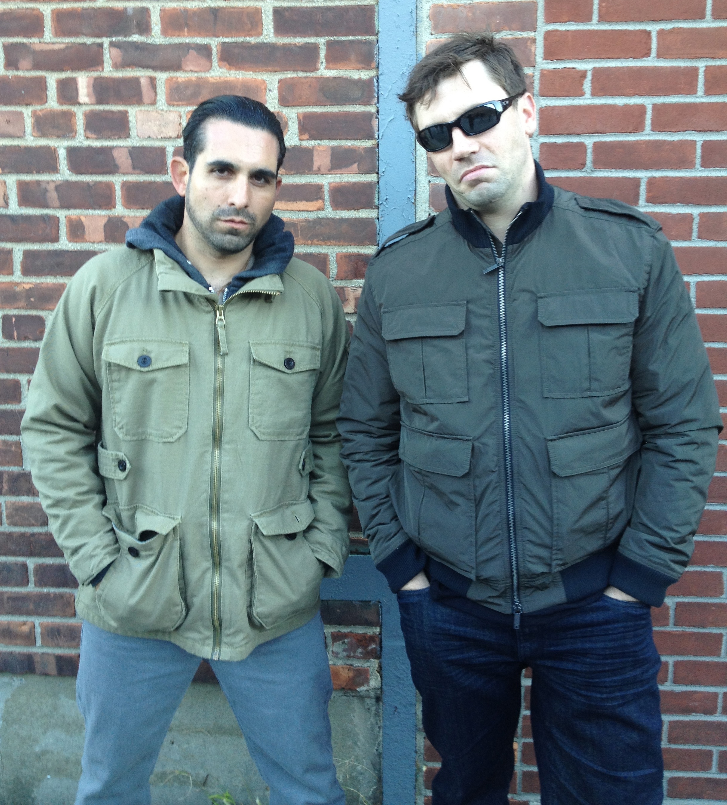 Larry Nuñez and Greg Harvey on the set of Person of Interest.