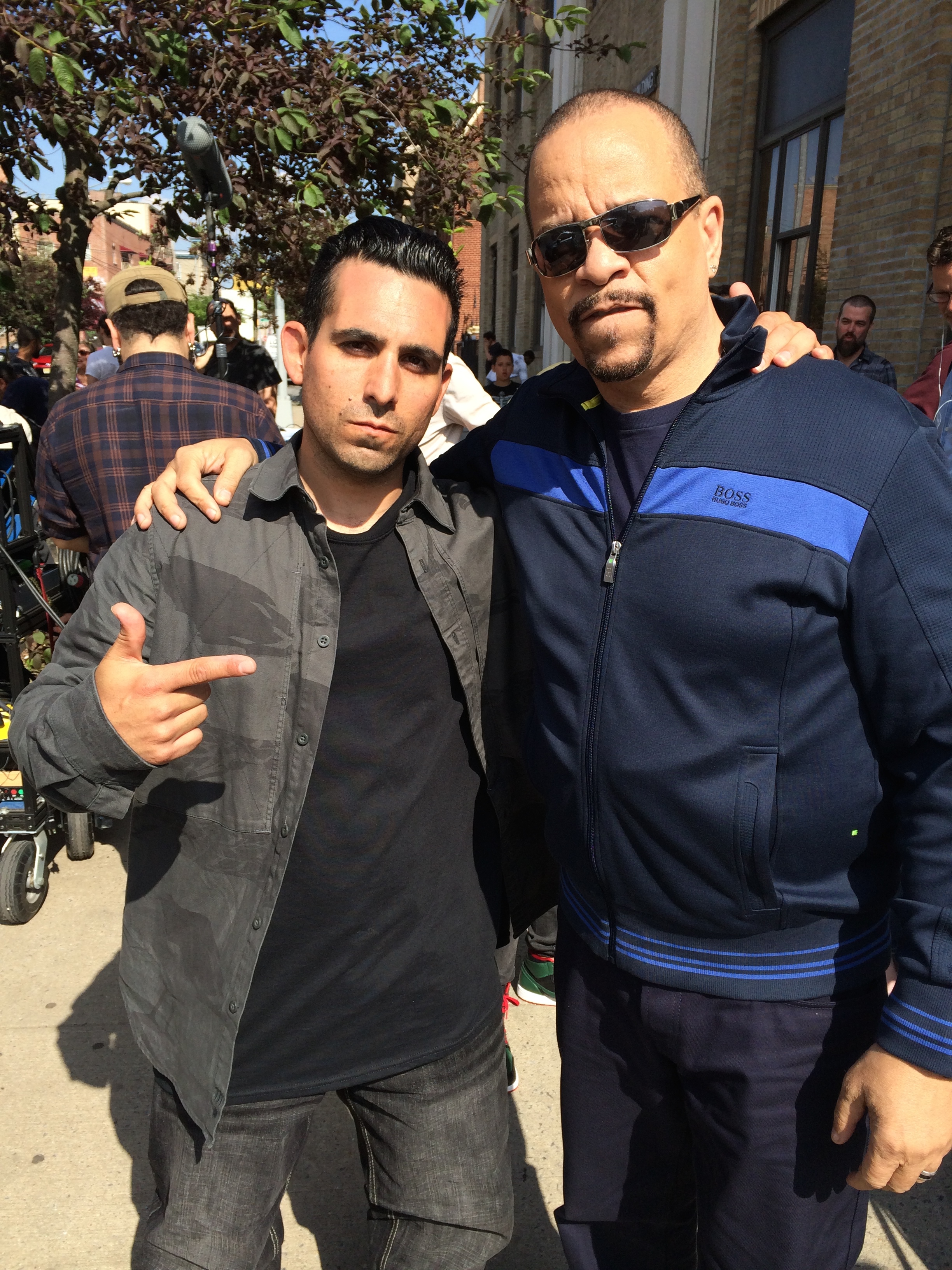 Larry Nuñez and Ice-T on the set of Law & Order: SVU.