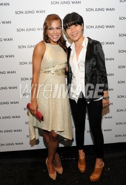 Caption: NEW YORK, NY - SEPTEMBER 07: (L-R) Actress Toni Trucks and desinger Son Jung Wan attend the Son Jung Wan show during Spring 2014 Mercedes-Benz Fashion Week at The Studio at Lincoln Center on September 7, 2013 in New York City. (Photo by Desiree