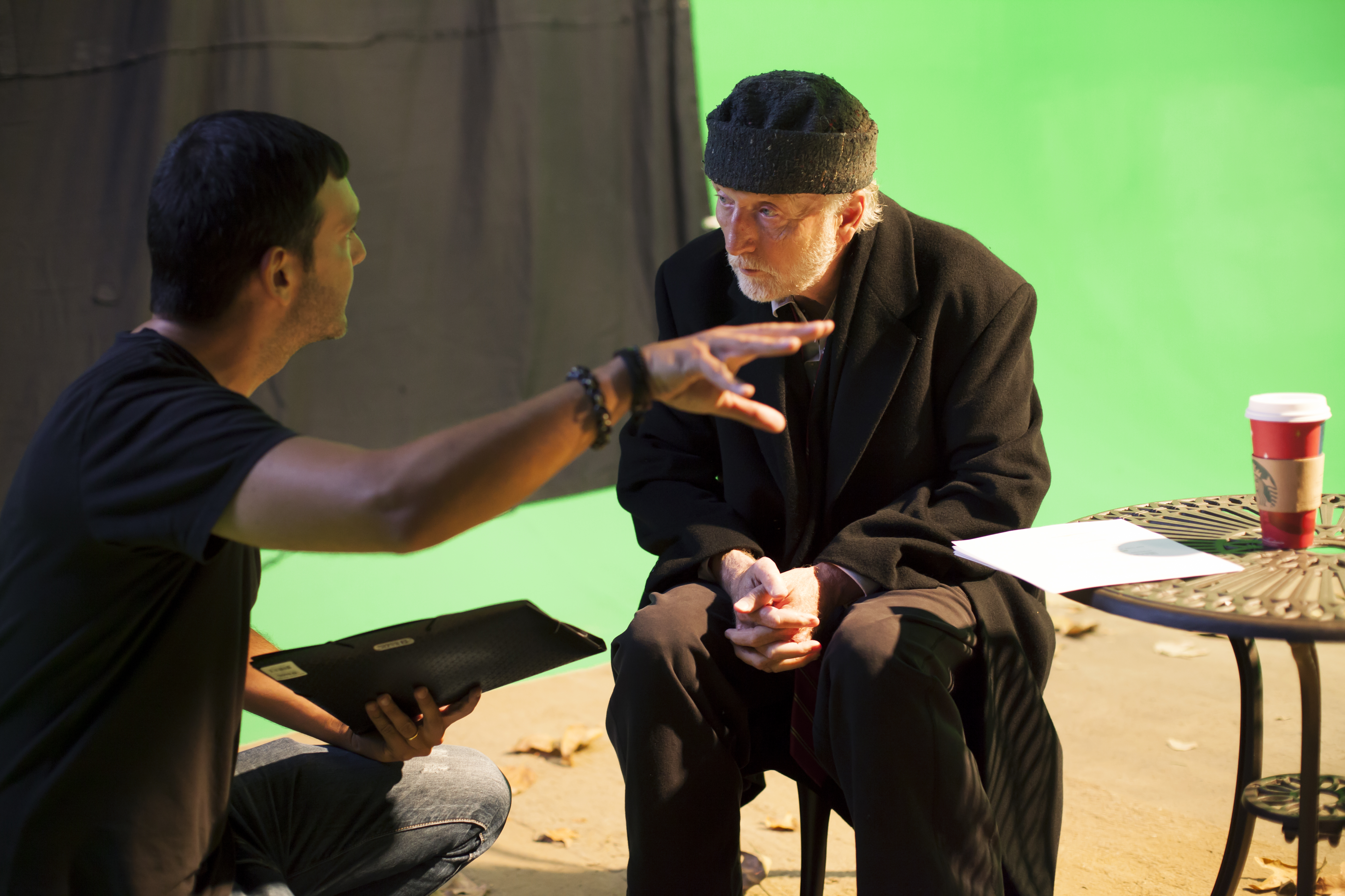 Fabien Martorell and Tobin Bell on the set of Unbelief