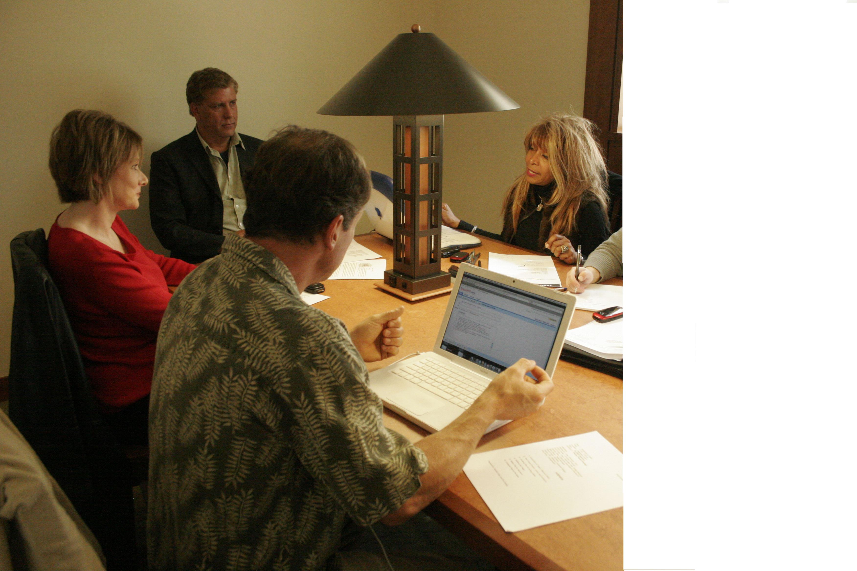 Sparkle Light Production Meeting, 2009 Eric Ewing, Merrill Hope, Carlin Kmetz, and Sheree Ali