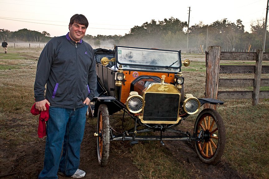 Arthur L. Bernstein with a 1913 car