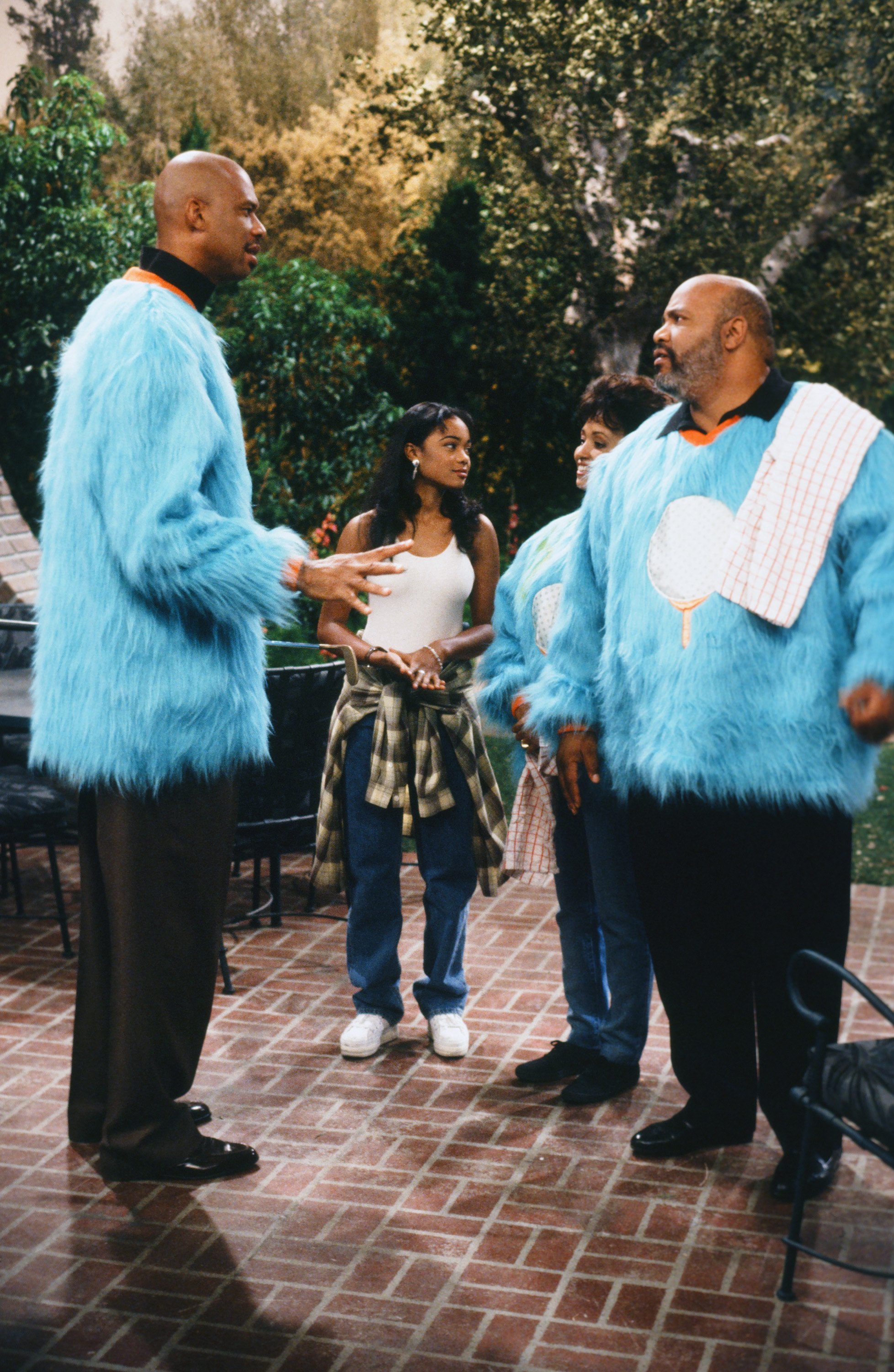 Still of Kareem Abdul-Jabbar, Tatyana Ali, James Avery and Daphne Reid in The Fresh Prince of Bel-Air (1990)