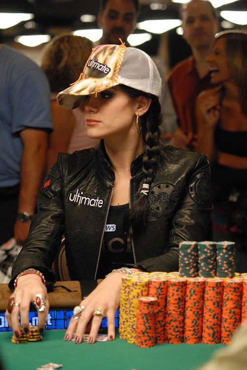 Tiffany Michelle, playing in the World Series of Poker Championship Event.