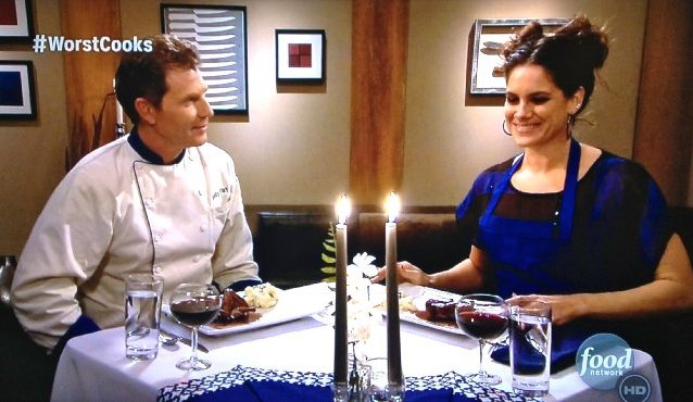 Still of Tiffany Michelle and Bobby Flay on Food Network's Worst Cooks in America. Episode 4: Late Night Date Night (2012).