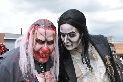 Circus Envy (Scott Courson) and Patterson Lundquist together on the set of Rob Zombies H2: HALLOWEEN 2 March 25, 2009.