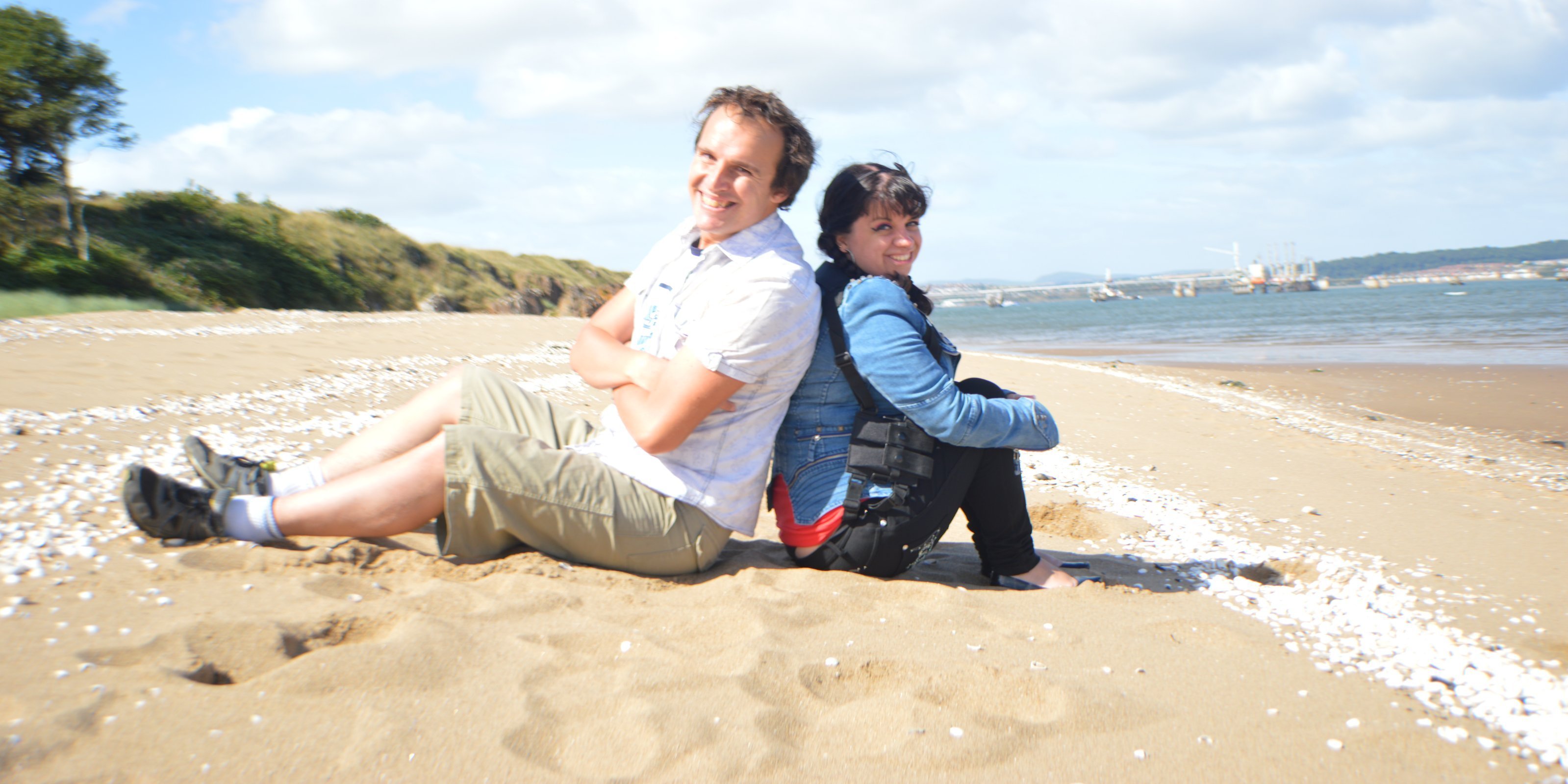 Shawn Watson and Michelle Samantha Roberts pose for a photo on Hound Point Beach.