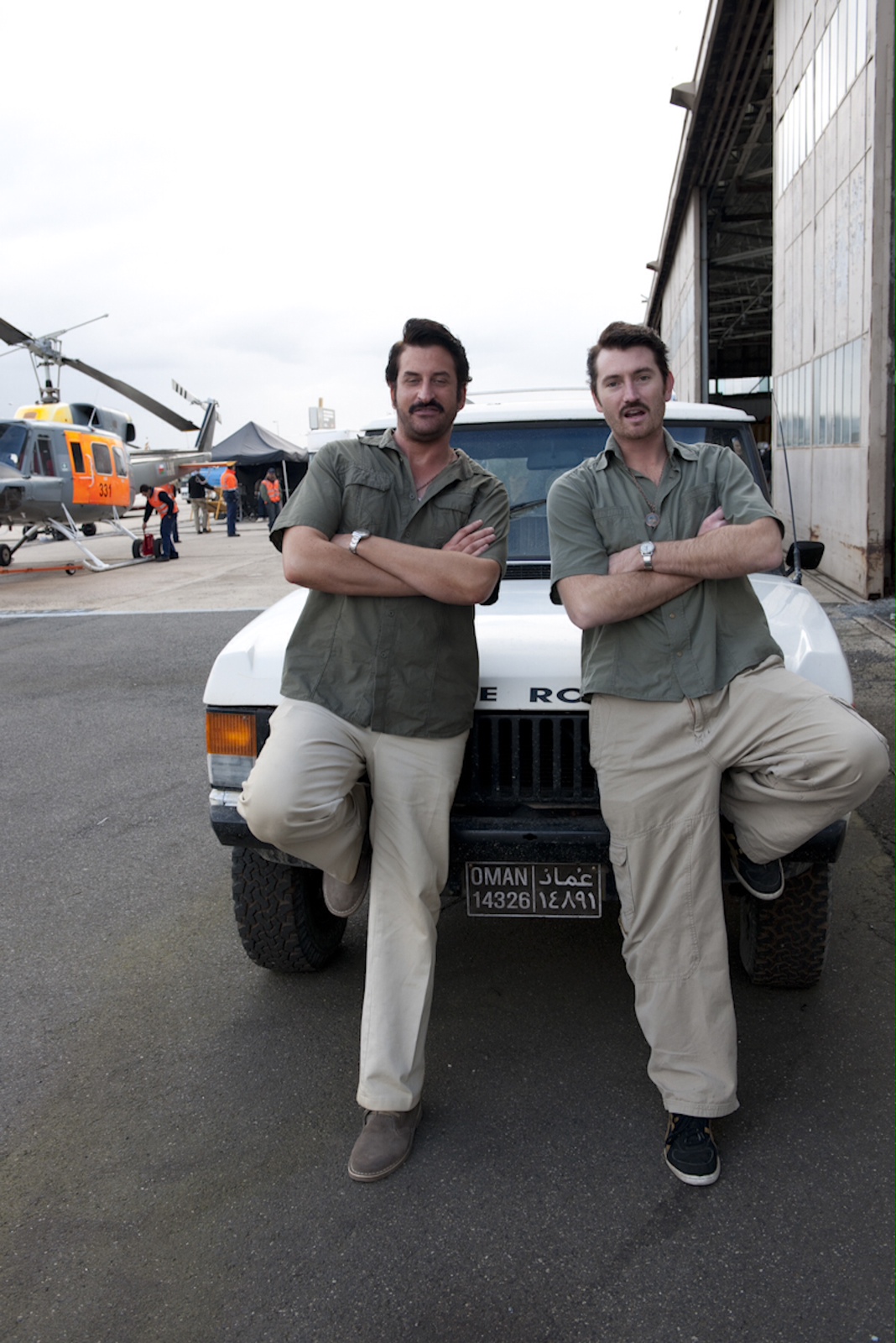 Lachy Hulme and Michael M. Foster on location in Melbourne, filming Killer Elite. (2010, Driving Double)